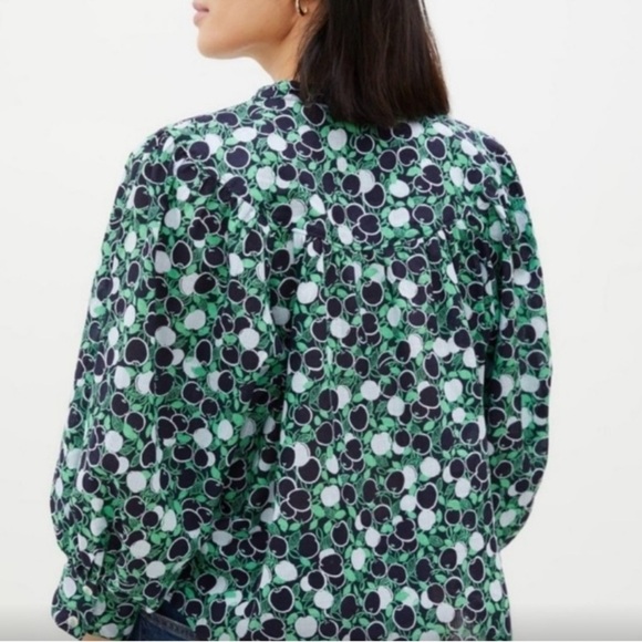 Maeve Anthropologie Loose Fit Top Blouse Apples Button Down Ballon Sleeve small - Picture 8 of 8